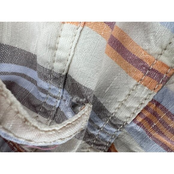 Free People Women Size 0 Striped Linen Blend Button Fly Frayed Hem Shorts - Picture 12 of 12